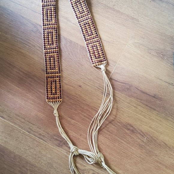 Vintage wooden beaded macrame unisex belt perfect shape  28 in long - Picture 7 of 8